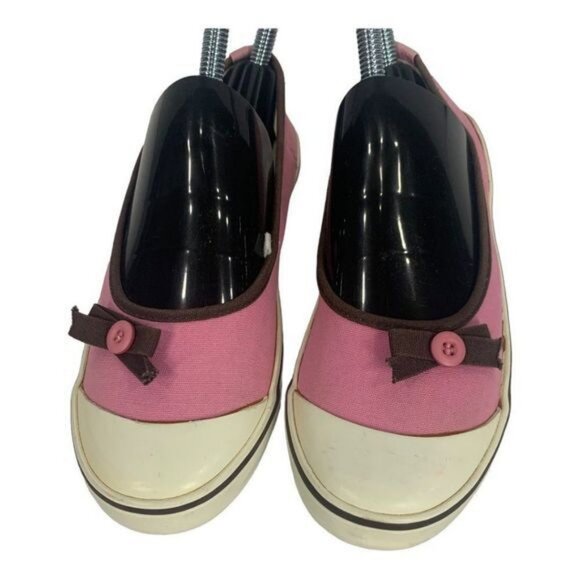 Old Navy Girls Pink Canvas Slip-On Shoes With Bow & Button Accent Size 2 - Picture 1 of 9